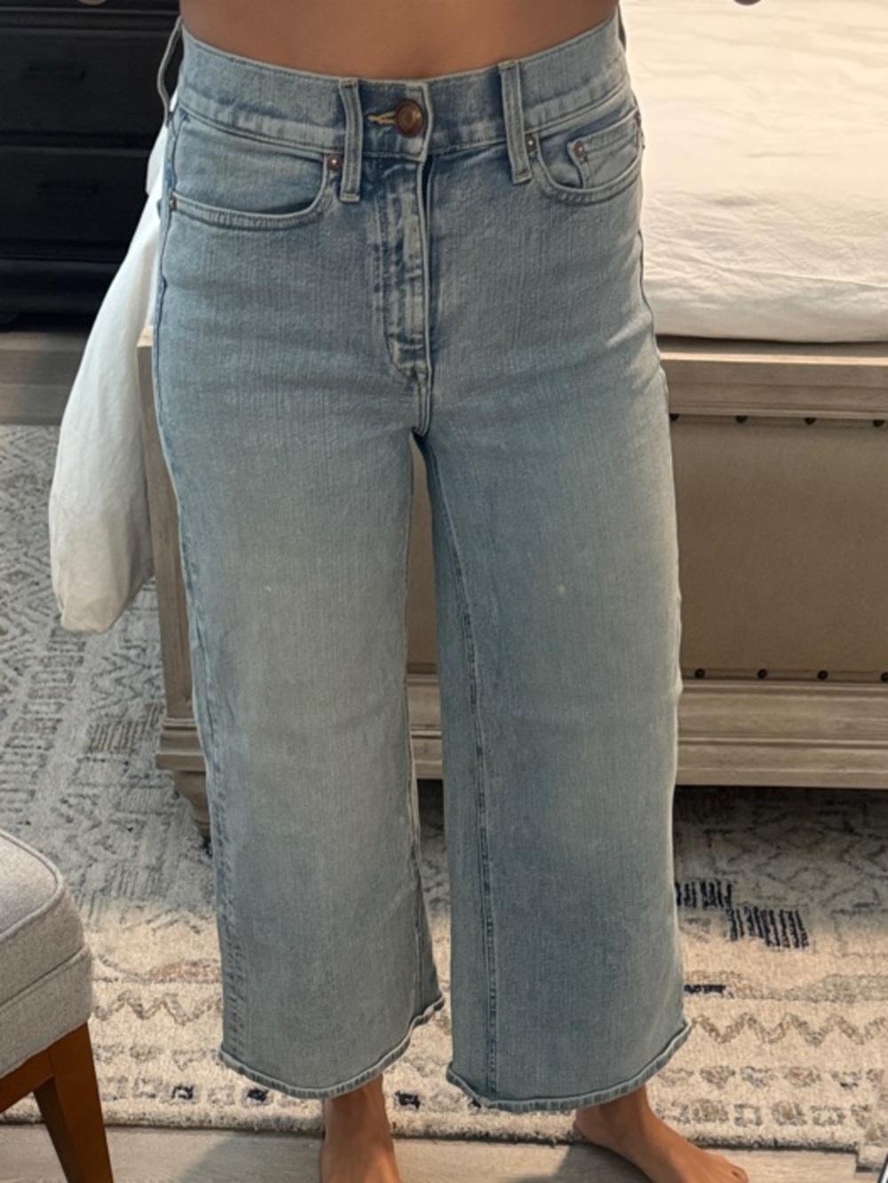 AYR Light Blue High-Rise Cropped Wide-Leg Jeans